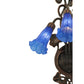 Meyda Lighting Pond Lily 11" 3-Light Mahogany Bronze Wall Sconce With Blue Shade Glass