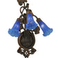 Meyda Lighting Pond Lily 11" 3-Light Mahogany Bronze Wall Sconce With Blue Shade Glass