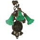 Meyda Lighting Pond Lily 11" 3-Light Mahogany Bronze Wall Sconce With Green Shade Glass