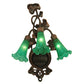 Meyda Lighting Pond Lily 11" 3-Light Mahogany Bronze Wall Sconce With Green Shade Glass