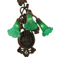Meyda Lighting Pond Lily 11" 3-Light Mahogany Bronze Wall Sconce With Green Shade Glass