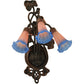 Meyda Lighting Pond Lily 11" 3-Light Mahogany Bronze Wall Sconce With Pink & Blue Shade Glass