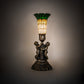 Meyda Lighting Pond Lily 13" Antique Brass Accent Table Lamp With Amber & Green Shade Glass