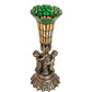 Meyda Lighting Pond Lily 13" Antique Brass Accent Table Lamp With Amber & Green Shade Glass