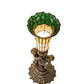 Meyda Lighting Pond Lily 13" Antique Brass Accent Table Lamp With Amber & Green Shade Glass