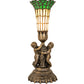 Meyda Lighting Pond Lily 13" Antique Brass Accent Table Lamp With Amber & Green Shade Glass
