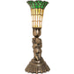 Meyda Lighting Pond Lily 13" Antique Brass Accent Table Lamp With Amber & Green Shade Glass