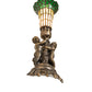 Meyda Lighting Pond Lily 13" Antique Brass Accent Table Lamp With Amber & Green Shade Glass