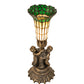 Meyda Lighting Pond Lily 13" Antique Brass Accent Table Lamp With Amber & Green Shade Glass