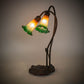 Meyda Lighting Pond Lily 16" 2-Light Mahogany Bronze Accent Table Lamp With Amber and Green Shade Glass