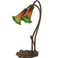 Meyda Lighting Pond Lily 16" 2-Light Mahogany Bronze Accent Table Lamp With Amber and Green Shade Glass
