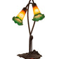Meyda Lighting Pond Lily 16" 2-Light Mahogany Bronze Accent Table Lamp With Amber and Green Shade Glass
