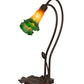 Meyda Lighting Pond Lily 16" 2-Light Mahogany Bronze Accent Table Lamp With Amber and Green Shade Glass
