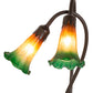 Meyda Lighting Pond Lily 16" 2-Light Mahogany Bronze Accent Table Lamp With Amber and Green Shade Glass