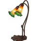 Meyda Lighting Pond Lily 16" 2-Light Mahogany Bronze Accent Table Lamp With Amber and Green Shade Glass