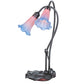 Meyda Lighting Pond Lily 16" 2-Light Mahogany Bronze Accent Table Lamp With Pink and Blue Shade Glass