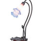 Meyda Lighting Pond Lily 16" 2-Light Mahogany Bronze Accent Table Lamp With Pink and Blue Shade Glass