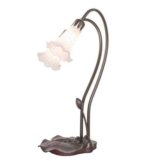 Meyda Lighting Pond Lily 16" 2-Light Mahogany Bronze Accent Table Lamp With White Shade Glass