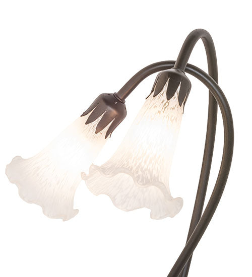 Meyda Lighting Pond Lily 16" 2-Light Mahogany Bronze Accent Table Lamp With White Shade Glass