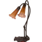 Meyda Lighting Pond Lily 16" 2-Light Mahogany Bronze Table Lamp With Amber and Purple Shade Glass