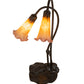 Meyda Lighting Pond Lily 16" 2-Light Mahogany Bronze Table Lamp With Amber and Purple Shade Glass