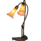 Meyda Lighting Pond Lily 16" 2-Light Mahogany Bronze Table Lamp With Amber and Purple Shade Glass