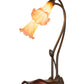 Meyda Lighting Pond Lily 16" 2-Light Mahogany Bronze Table Lamp With Amber and Purple Shade Glass