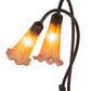 Meyda Lighting Pond Lily 16" 2-Light Mahogany Bronze Table Lamp With Amber and Purple Shade Glass