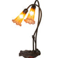 Meyda Lighting Pond Lily 16" 2-Light Mahogany Bronze Table Lamp With Amber and Purple Shade Glass