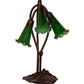 Meyda Lighting Pond Lily 16" 3-Light Mahogany Bronze Accent Table Lamp With Green Shade Glass