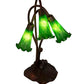 Meyda Lighting Pond Lily 16" 3-Light Mahogany Bronze Accent Table Lamp With Green Shade Glass