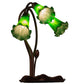 Meyda Lighting Pond Lily 16" 3-Light Mahogany Bronze Accent Table Lamp With Green Shade Glass