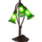 Meyda Lighting Pond Lily 16" 3-Light Mahogany Bronze Accent Table Lamp With Green Shade Glass