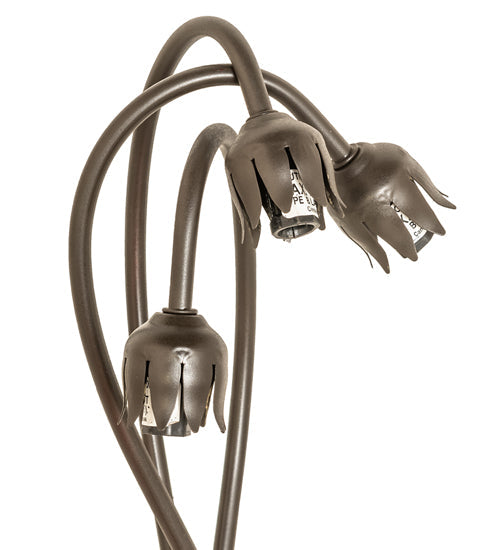 Meyda Lighting Pond Lily 16" 3-Light Mahogany Bronze Table Lamp Base
