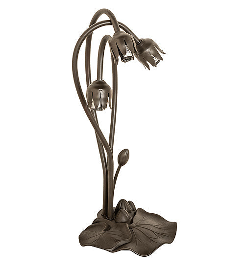Meyda Lighting Pond Lily 16" 3-Light Mahogany Bronze Table Lamp Base