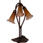 Meyda Lighting Pond Lily 16" 3-Light Mahogany Bronze Table Lamp With Amber and Purple Shade Glass