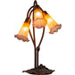 Meyda Lighting Pond Lily 16" 3-Light Mahogany Bronze Table Lamp With Amber and Purple Shade Glass