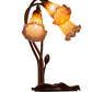 Meyda Lighting Pond Lily 16" 3-Light Mahogany Bronze Table Lamp With Amber and Purple Shade Glass
