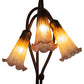 Meyda Lighting Pond Lily 16" 3-Light Mahogany Bronze Table Lamp With Amber and Purple Shade Glass