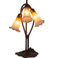 Meyda Lighting Pond Lily 16" 3-Light Mahogany Bronze Table Lamp With Amber and Purple Shade Glass