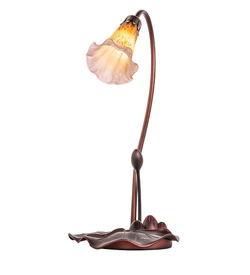 Meyda Lighting Pond Lily 16" Mahogany Bronze Accent Table Lamp With Amber and Purple Shade Glass