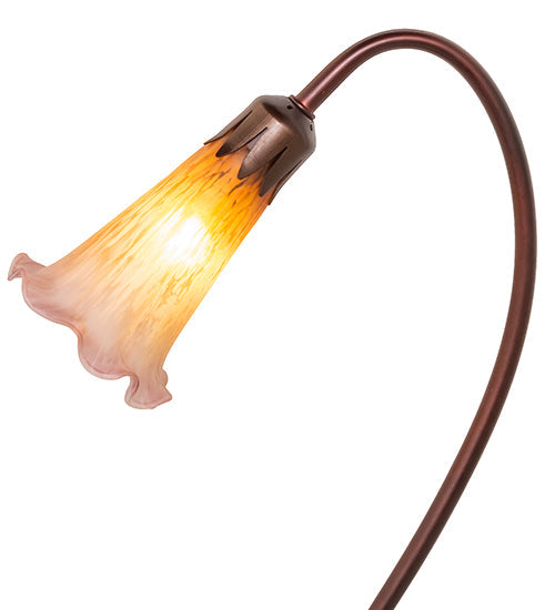 Meyda Lighting Pond Lily 16" Mahogany Bronze Accent Table Lamp With Amber and Purple Shade Glass