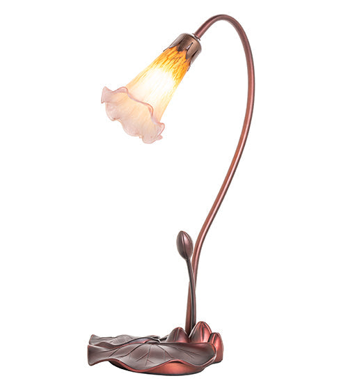Meyda Lighting Pond Lily 16" Mahogany Bronze Accent Table Lamp With Amber and Purple Shade Glass