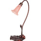 Meyda Lighting Pond Lily 16" Mahogany Bronze Accent Table Lamp With Pink Shade Glass