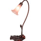 Meyda Lighting Pond Lily 16" Mahogany Bronze Accent Table Lamp With Pink Shade Glass