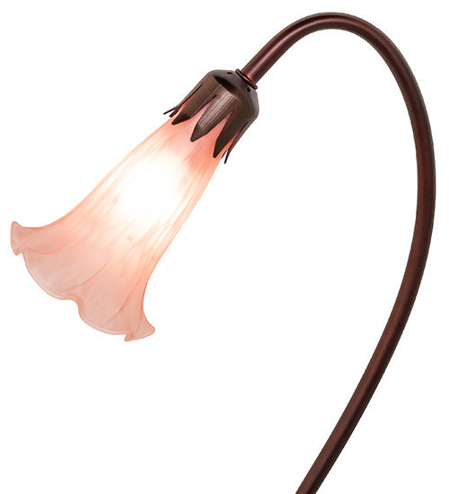 Meyda Lighting Pond Lily 16" Mahogany Bronze Accent Table Lamp With Pink Shade Glass