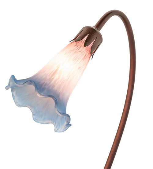 Meyda Lighting Pond Lily 16" Mahogany Bronze Accent Table Lamp With Pink and Blue Shade Glass
