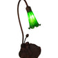 Meyda Lighting Pond Lily 16" Mahogany Bronze Mini Table Lamp With Green Shade Glass