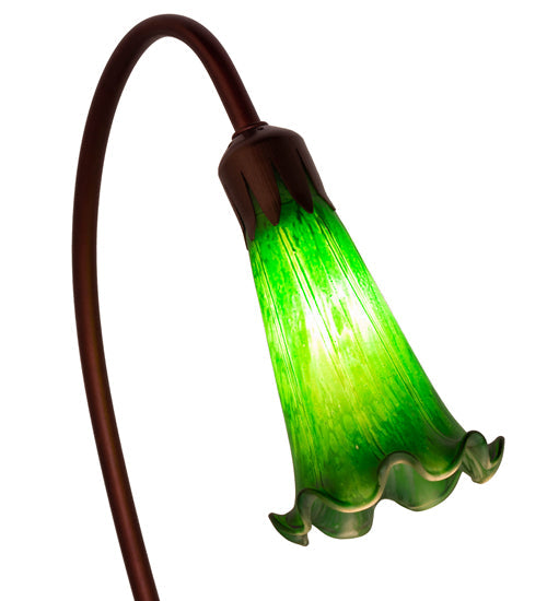 Meyda Lighting Pond Lily 16" Mahogany Bronze Mini Table Lamp With Green Shade Glass