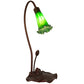 Meyda Lighting Pond Lily 16" Mahogany Bronze Mini Table Lamp With Green Shade Glass
